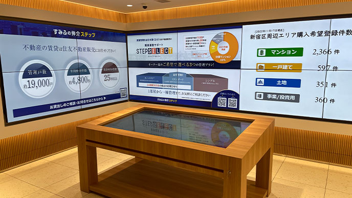 シティテラス吉祥寺南の店頭パネル＆デジタルサイネージ